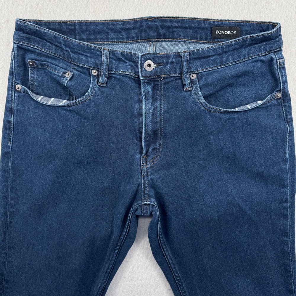 Bonobos Slim Fit Jeans Men 35x32 (35x29) Dark Wash Blue Denim Stretch Classic